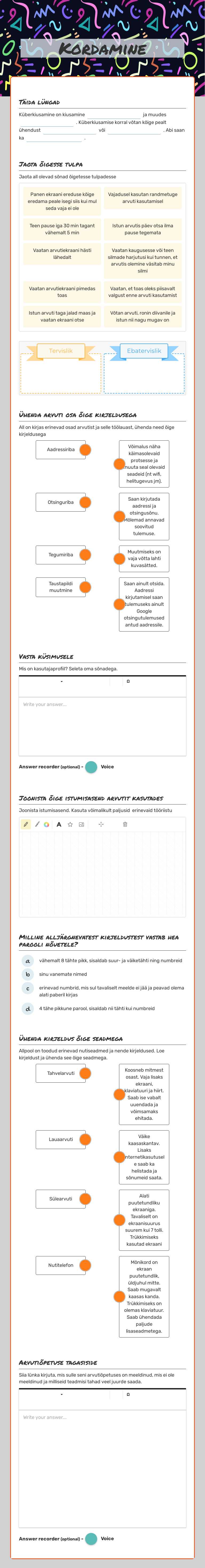 Kordamine Grade 5 worksheet preview