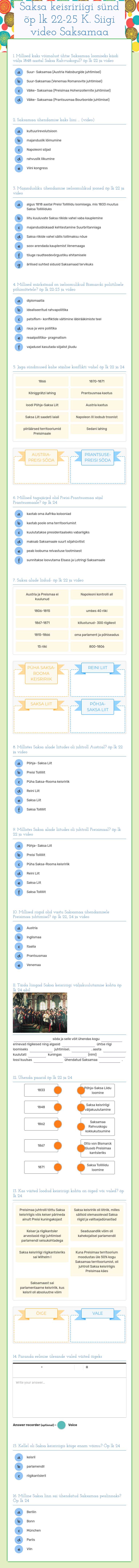 Saksa keisririigi sünd õp lk 22-25 K. Siigi video Saksamaa ühendamine worksheet preview image