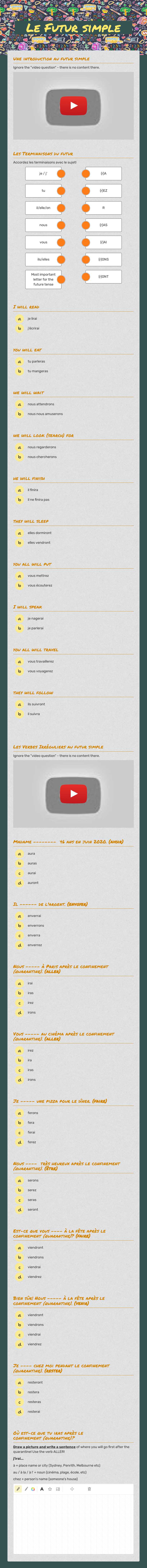 Le Futur simple worksheet preview image