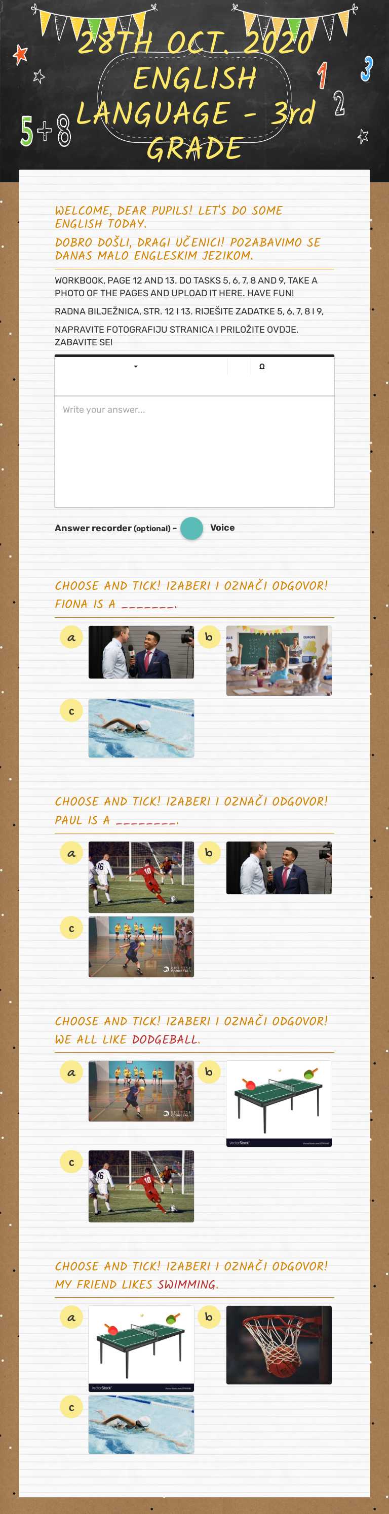28TH OCT. 2020 ENGLISH LANGUAGE -   3rd GRADE Grade 3 worksheet preview
