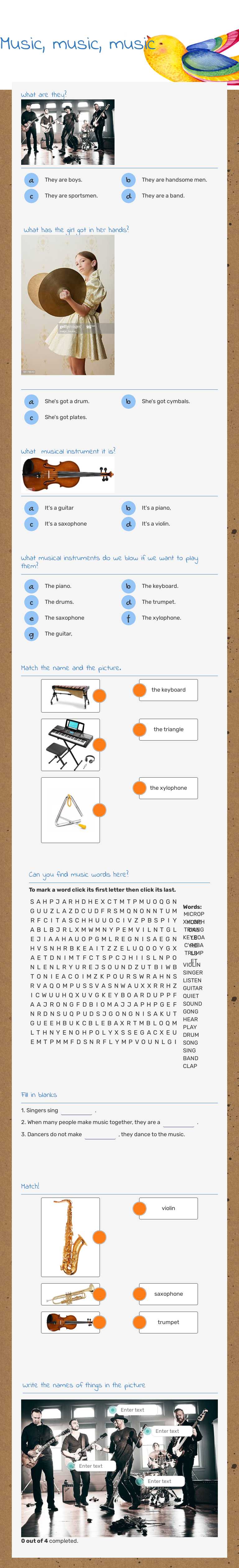 Music, music, music worksheet preview