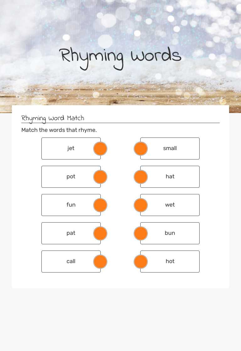 Rhyming Words worksheet preview image