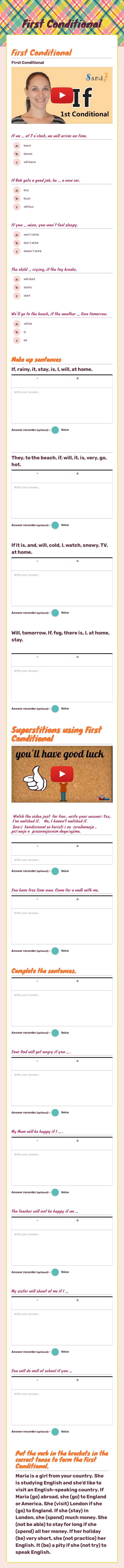 First Conditional worksheet preview image