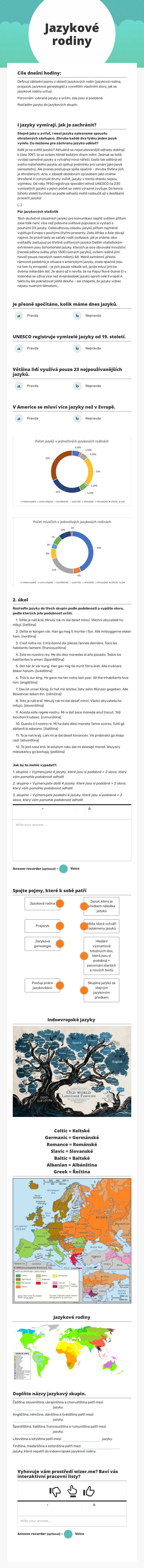Jazykové rodiny worksheet preview image