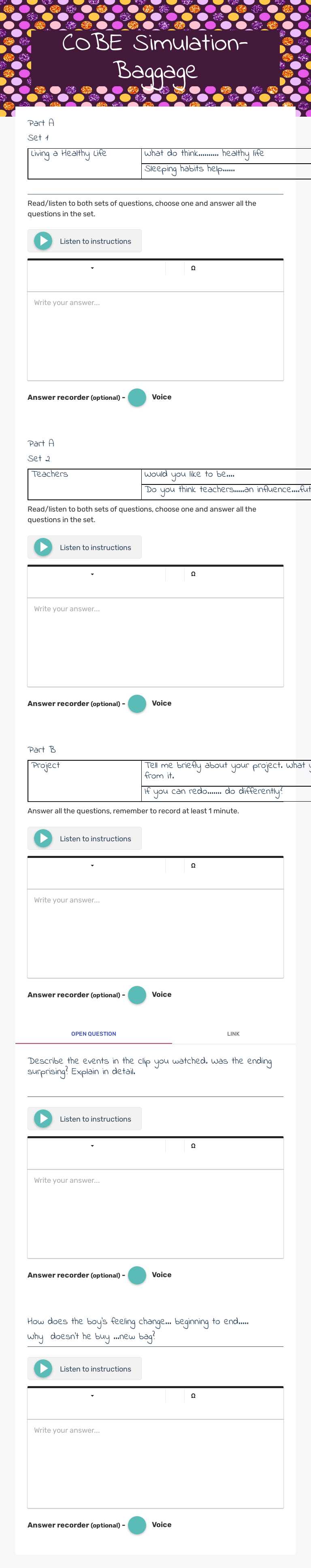 COBE Simulation-Baggage Grade 12 worksheet preview