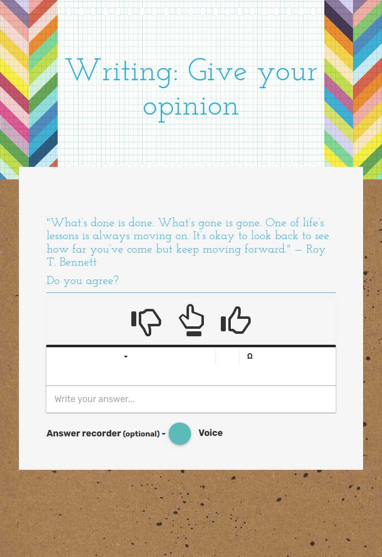 Writing: Give your opinion worksheet preview image