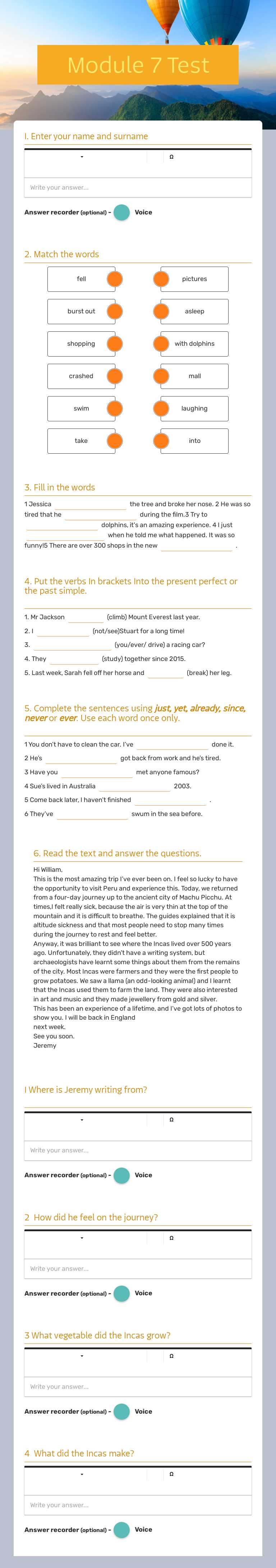 Module 7 Test Grade 7 worksheet preview