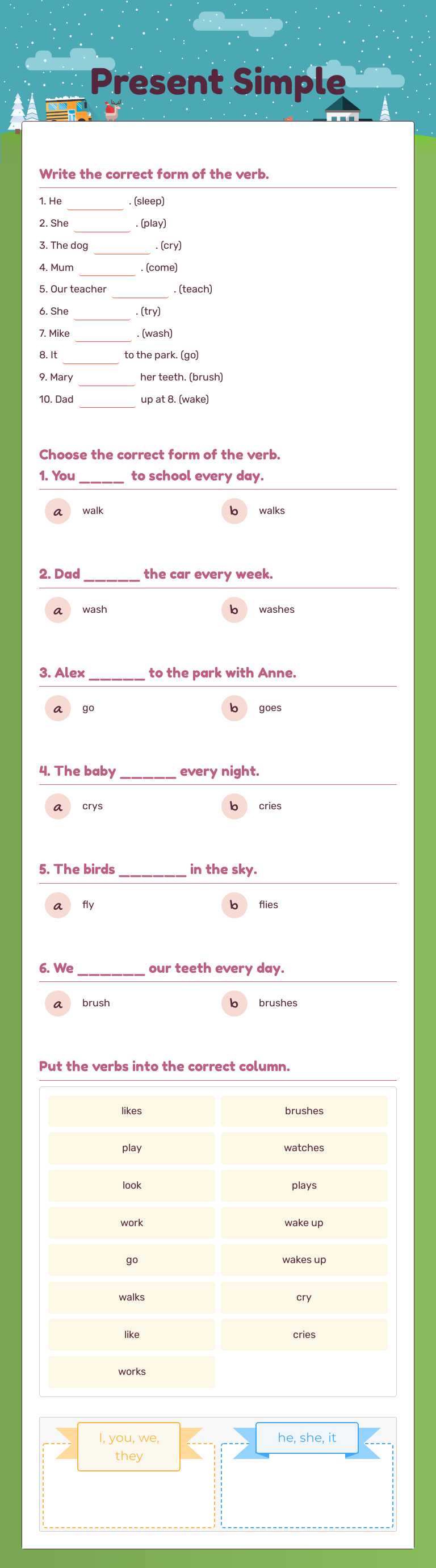 Present Simple worksheet preview image
