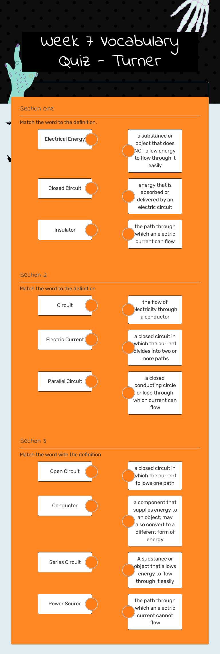 Week 7 Vocabulary Quiz - Turner Grade 5 worksheet preview