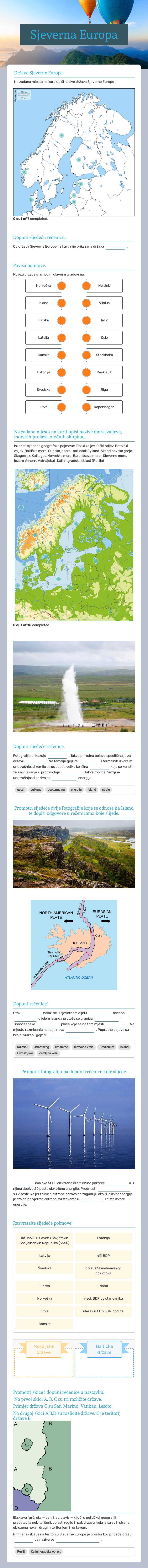 Sjeverna  Europa worksheet preview image
