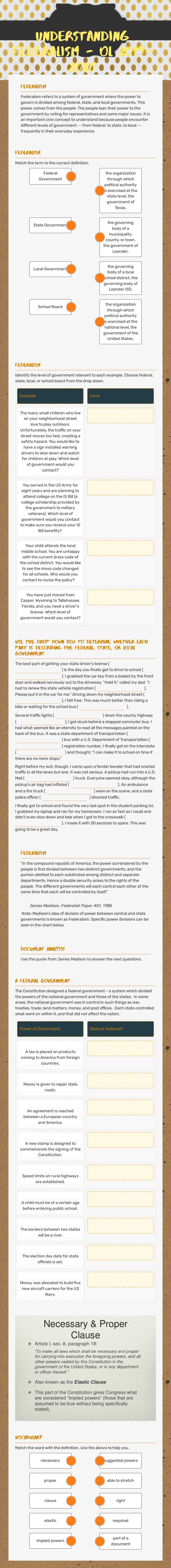 Understanding Federalism - OL
2019-2020 worksheet preview image