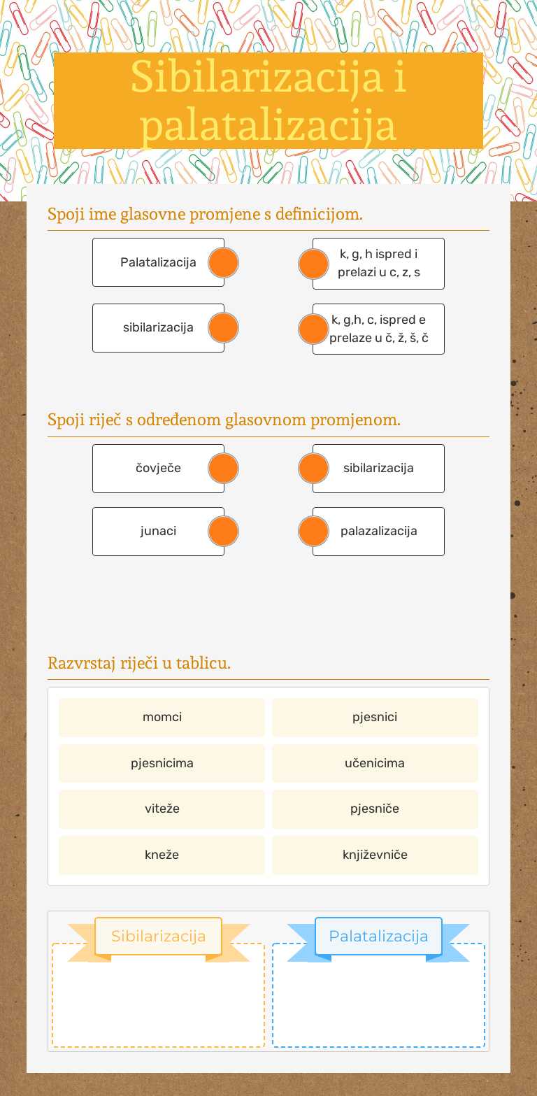 Sibilarizacija i palatalizacija Grade 8 worksheet preview