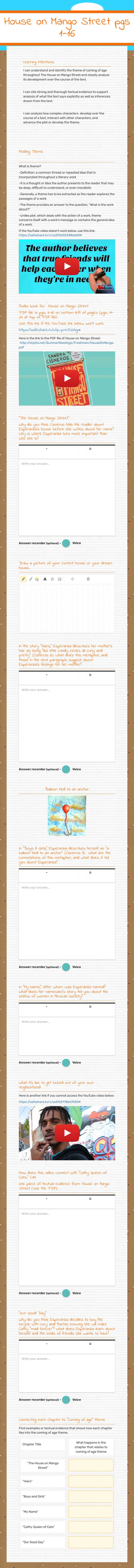 House on Mango Street 
pgs 1-16 worksheet preview image
