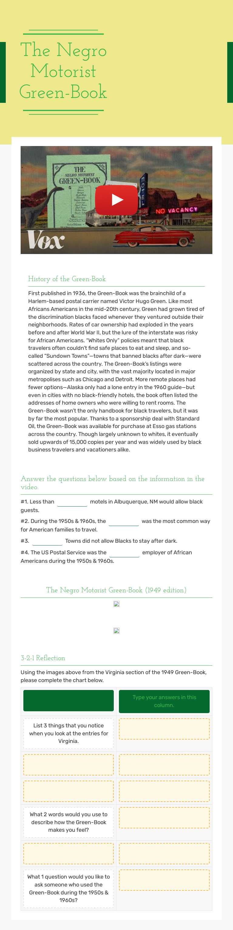 The Negro Motorist
Green-Book worksheet preview image