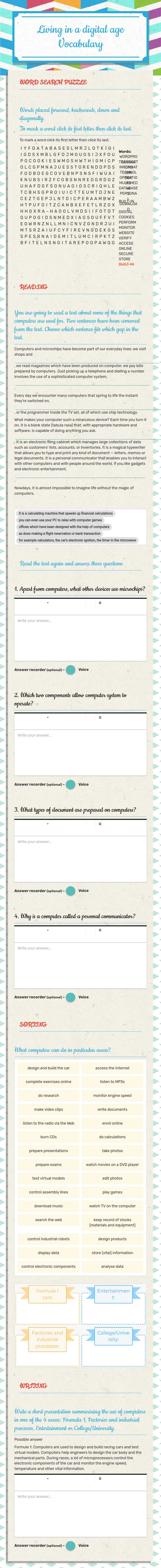 Living in a Digital Age 
Vocabulary worksheet preview image