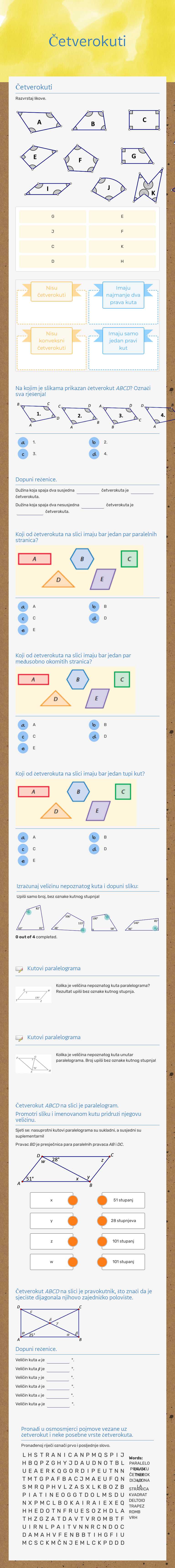 Četverokuti worksheet preview image
