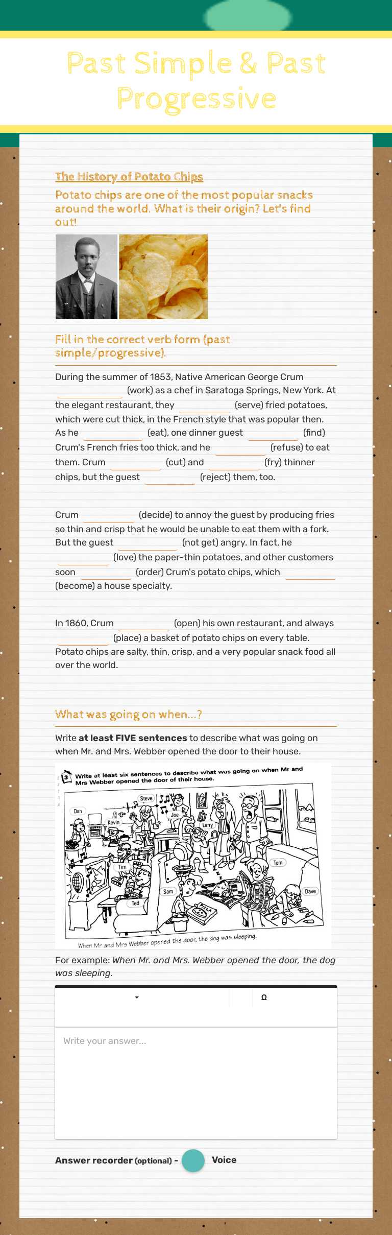 Past Simple & 
Past Progressive worksheet preview image