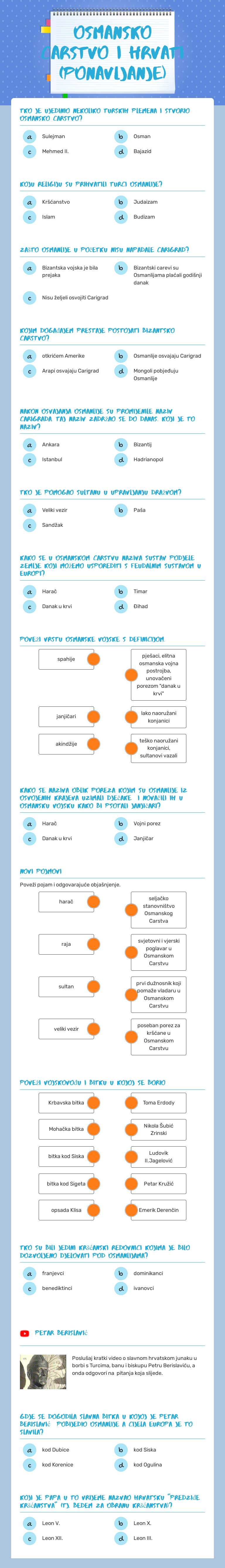Osmansko Carstvo  i  Hrvati
(ponavljanje) worksheet preview image
