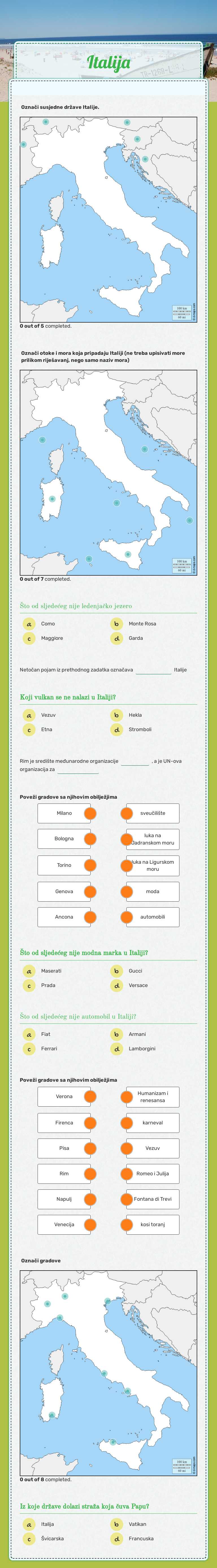 Italija worksheet preview image