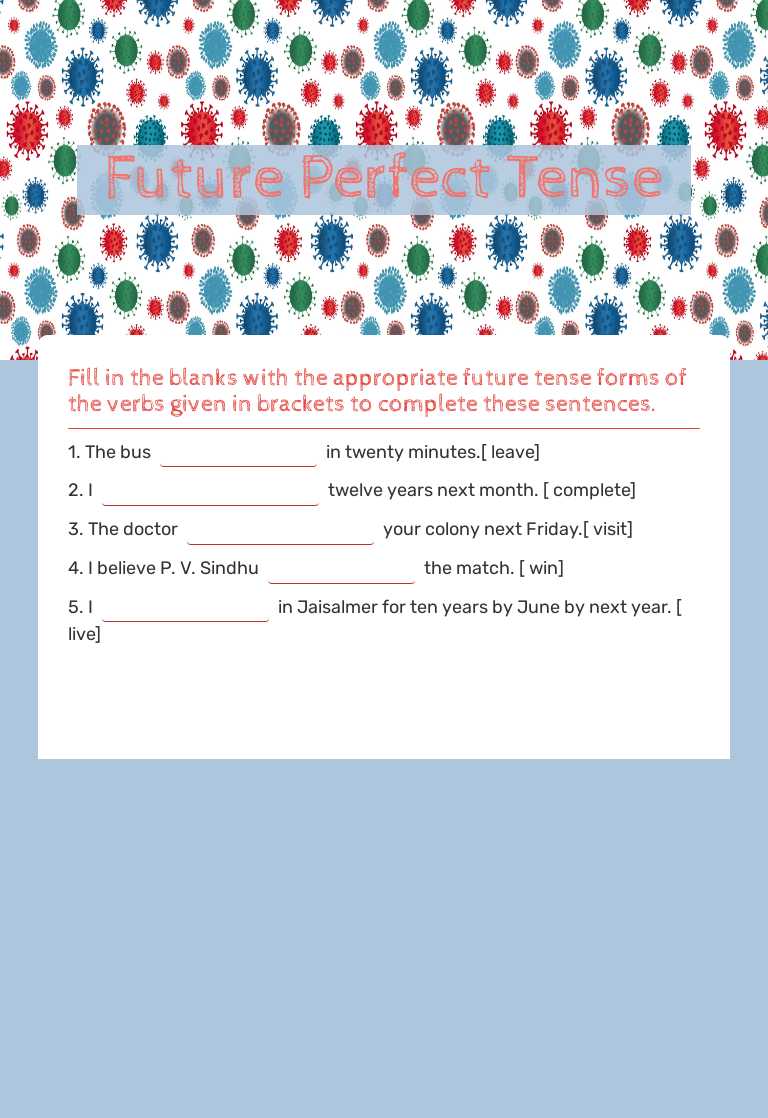 Future Perfect Tense worksheet preview image