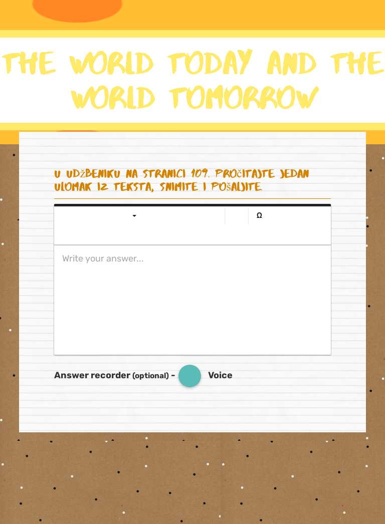The world today and the world tomorrow Grade 7 worksheet preview