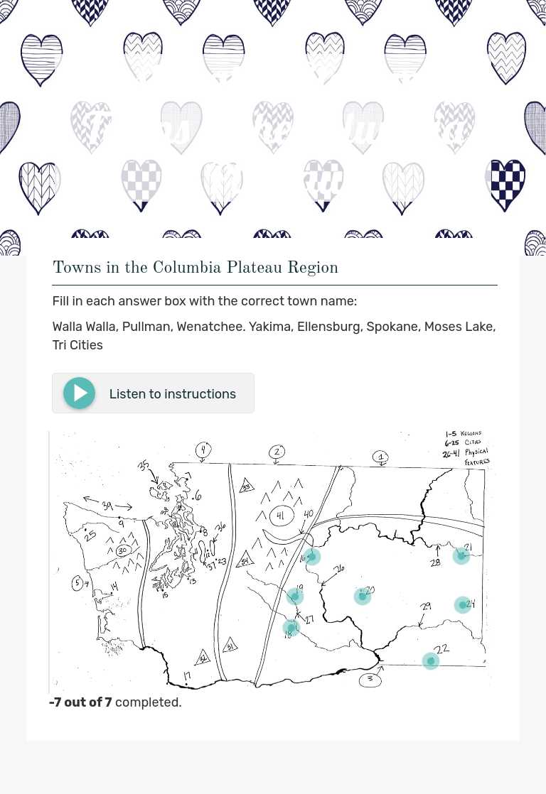Washington State map: Towns of the Columbia Plateau worksheet preview image