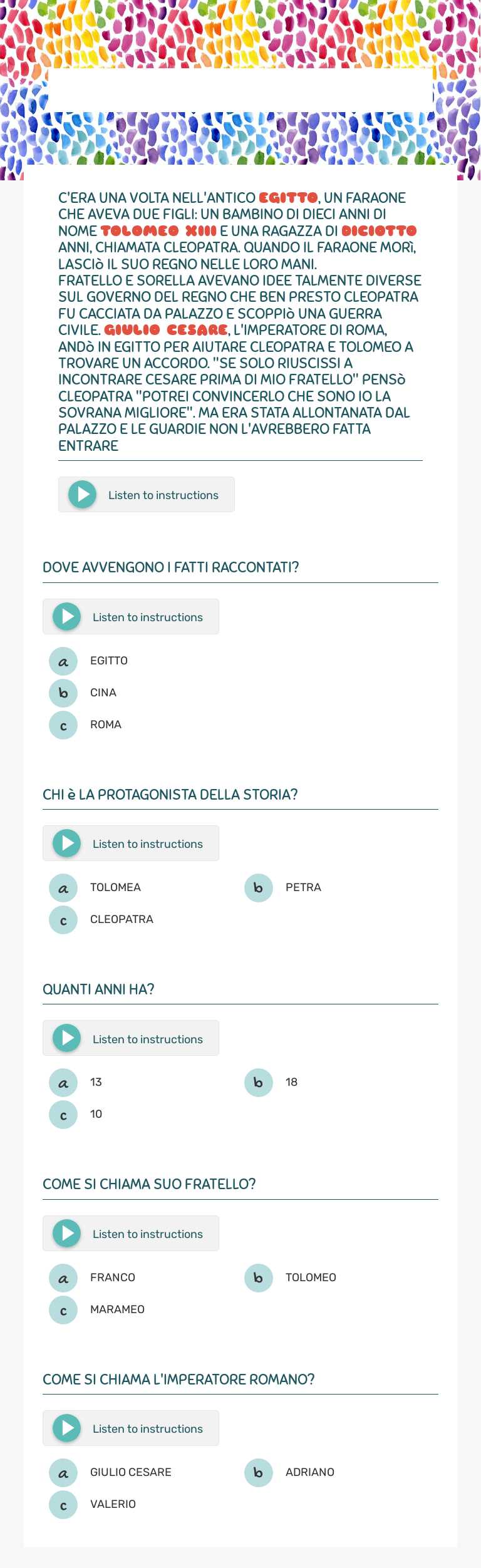 CLEOPATRA worksheet preview image