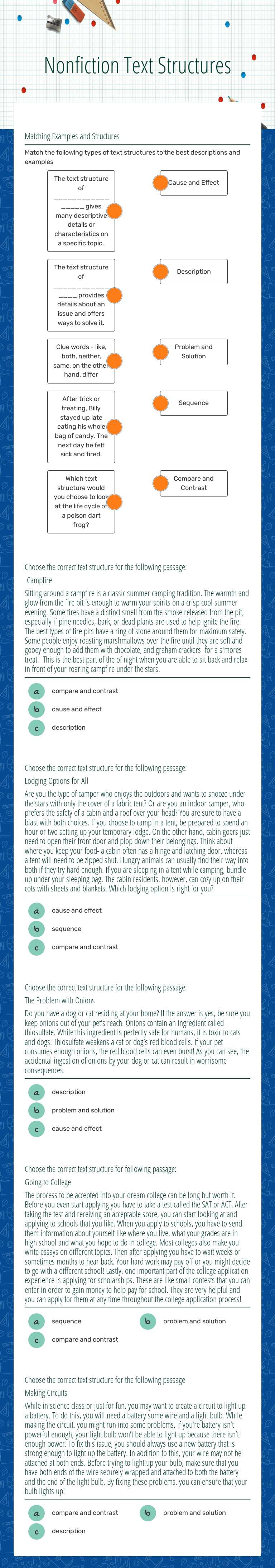 Nonfiction Text Structures worksheet preview image