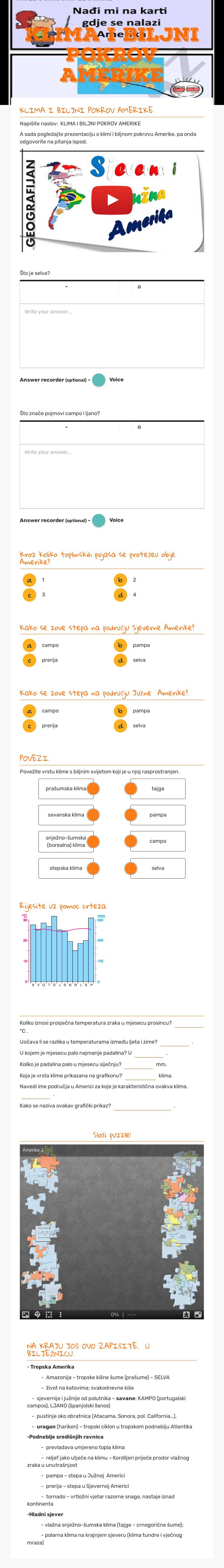 KLIMA I BILJNI POKROV AMERIKE worksheet preview image