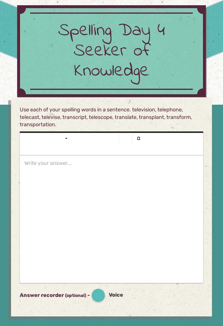 Spelling Day 4 Seeker of Knowledge worksheet preview image