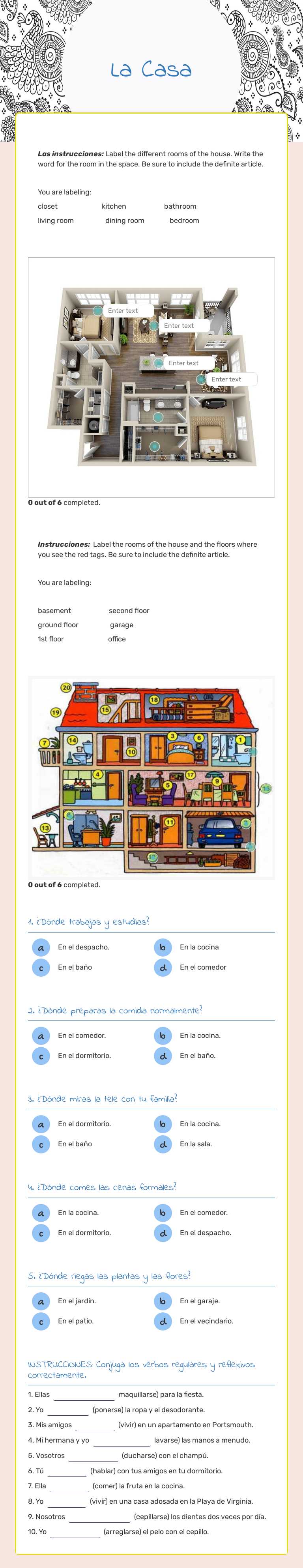 La Casa worksheet preview image