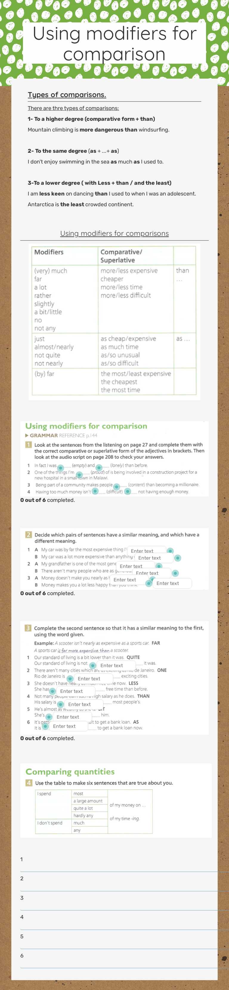 Using modifiers for comparison worksheet preview image