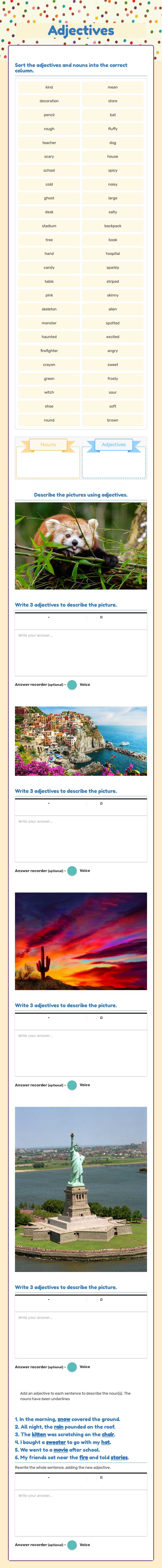 Adjectives Other worksheet preview