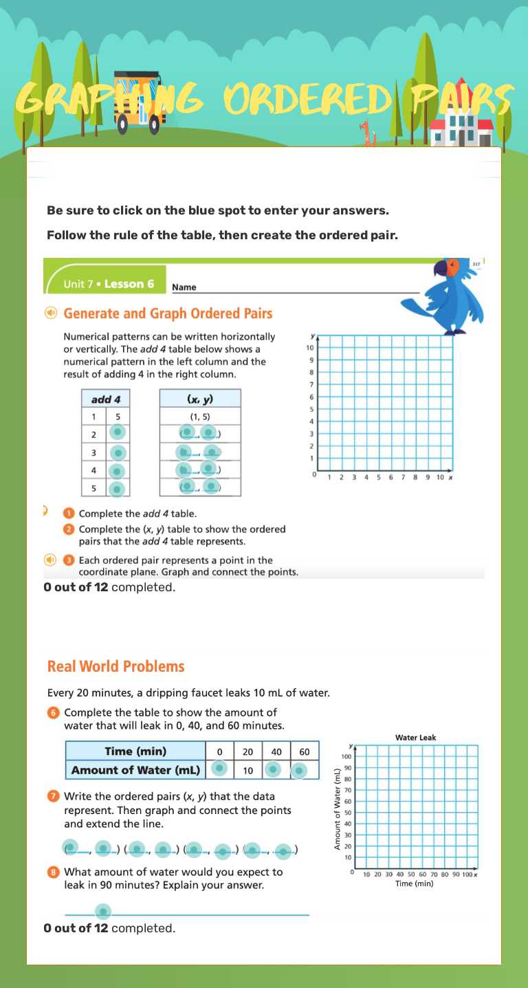 Graphing Ordered Pairs Grade 5 worksheet preview
