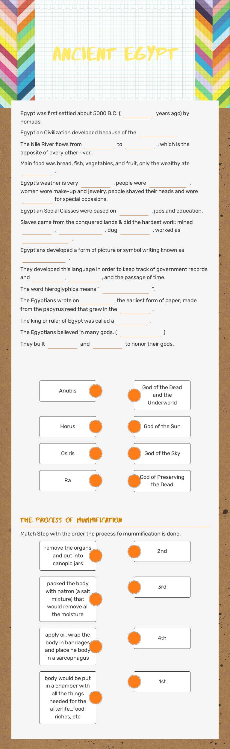 Ancient Egypt Grade 10 worksheet preview