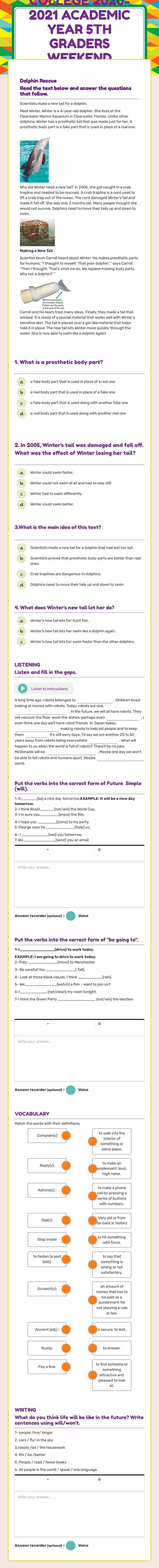 TED ANTALYA COLLEGE
2020-2021 ACADEMIC YEAR
5th GRADERS WEEKEND HOMEWORK(9 APRIL) worksheet preview image