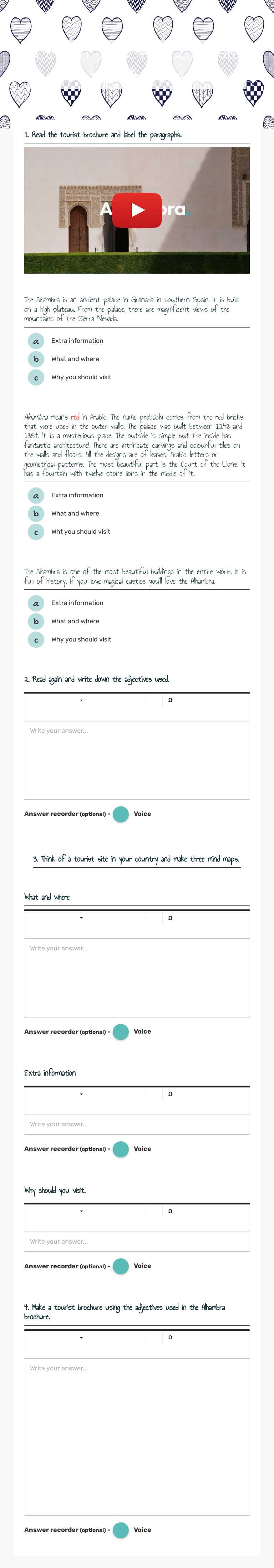 Lesson 16 27/04/20 Visit the Alhambra worksheet preview image
