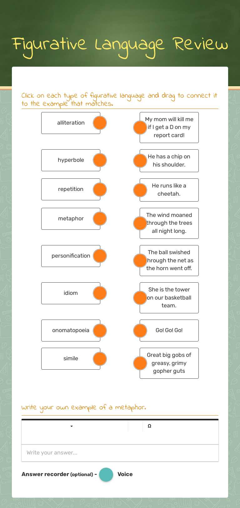Figurative Language Review worksheet preview image