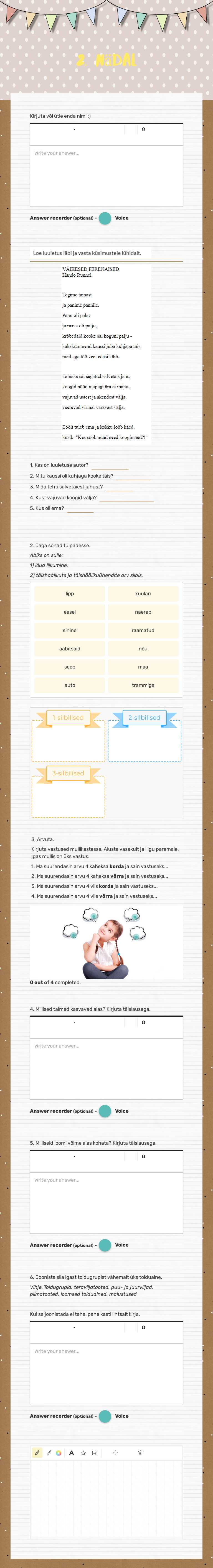 2. nädal worksheet preview image