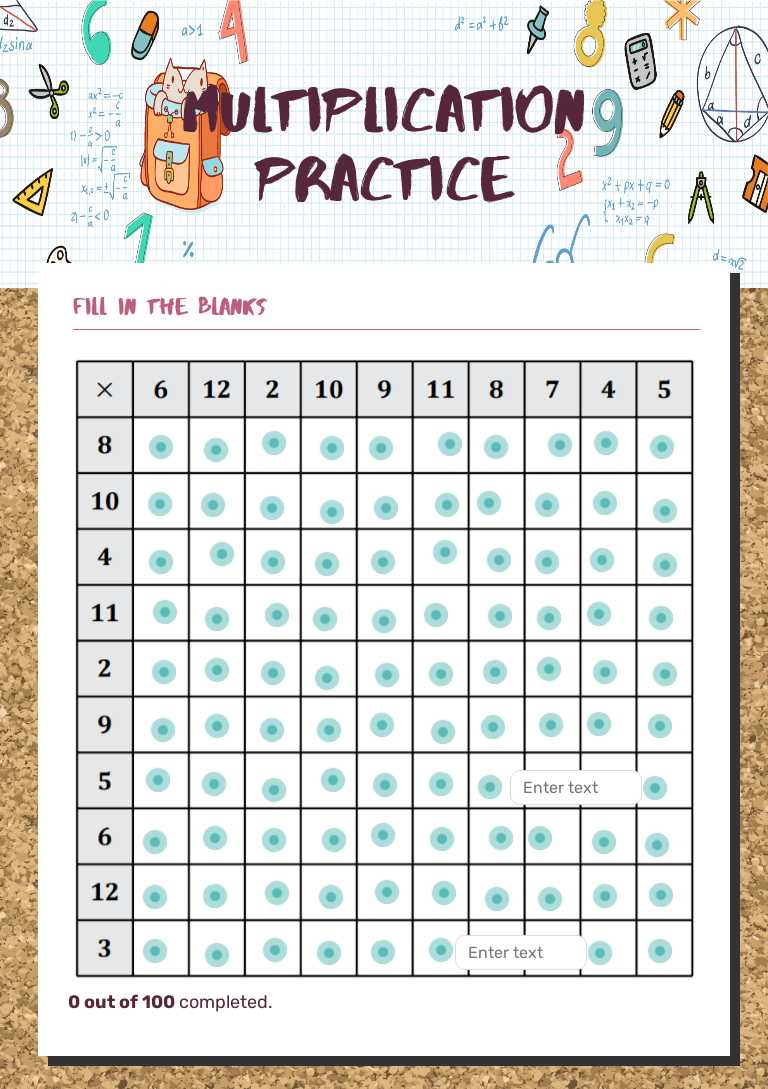 Multiplication Practice worksheet preview image
