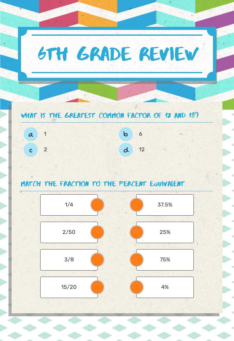 6th grade Review worksheet preview image