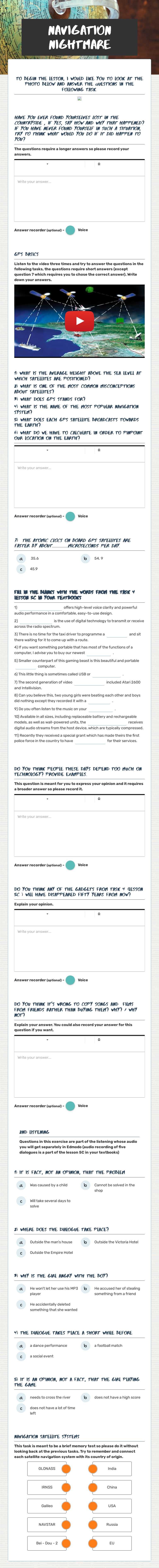 NAVIGATION NIGHTMARE worksheet preview image