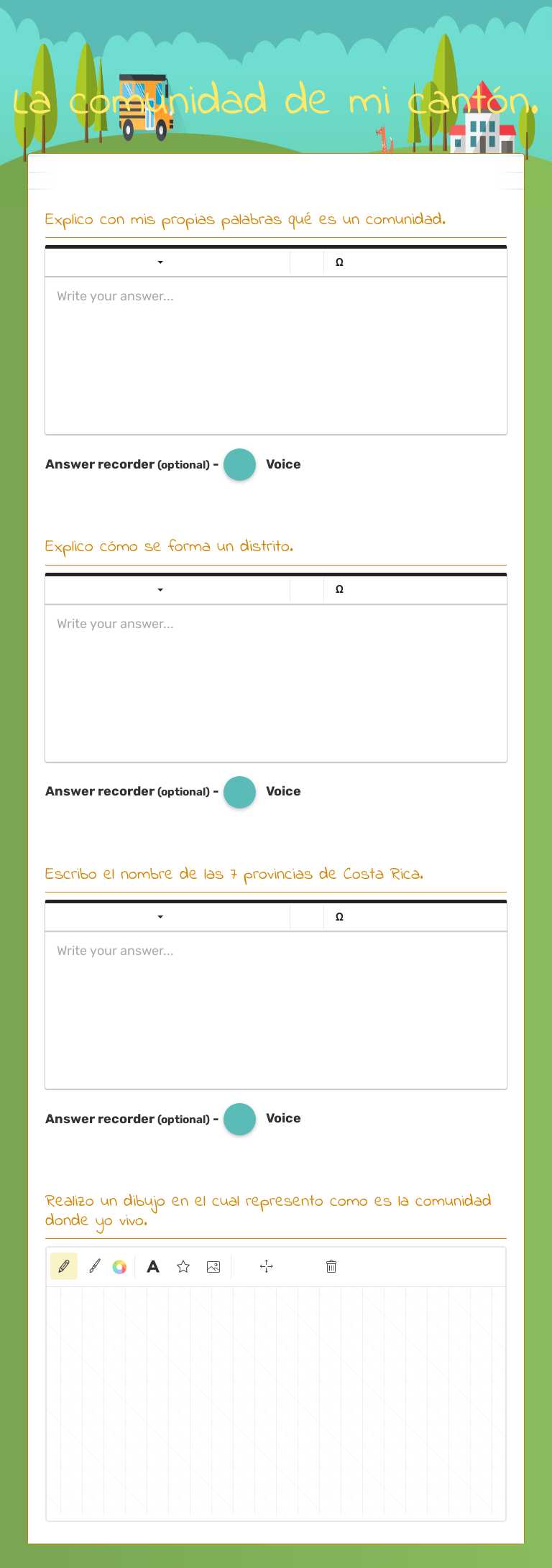 La comunidad de mi cantón. Grade 2 worksheet preview
