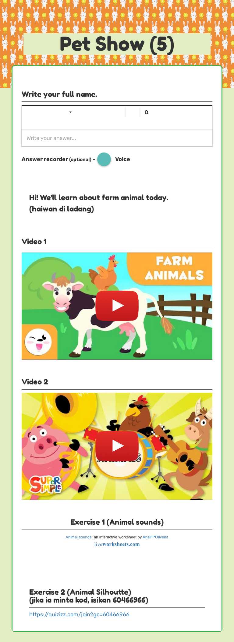 Pet Show (5) worksheet preview image