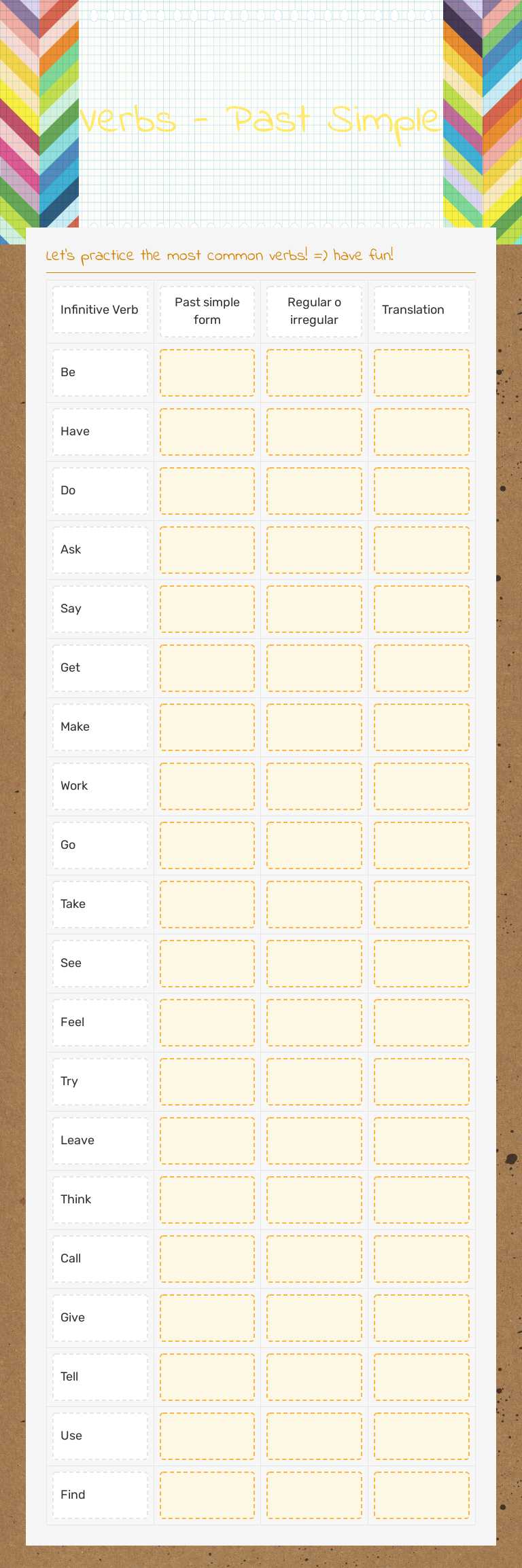 Verbs - Past Simple worksheet preview image