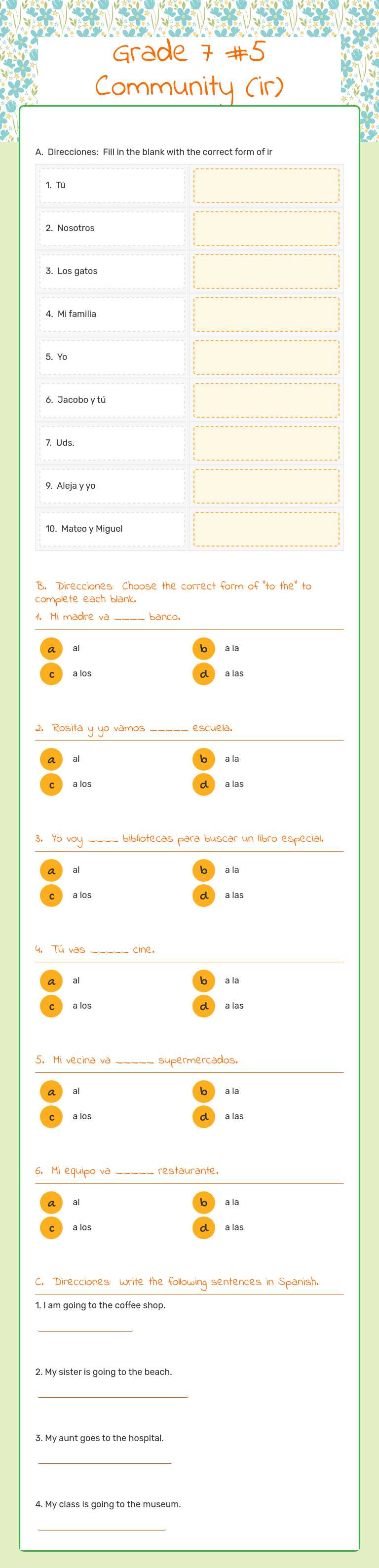 Grade 7 #5 Community (ir) worksheet preview image
