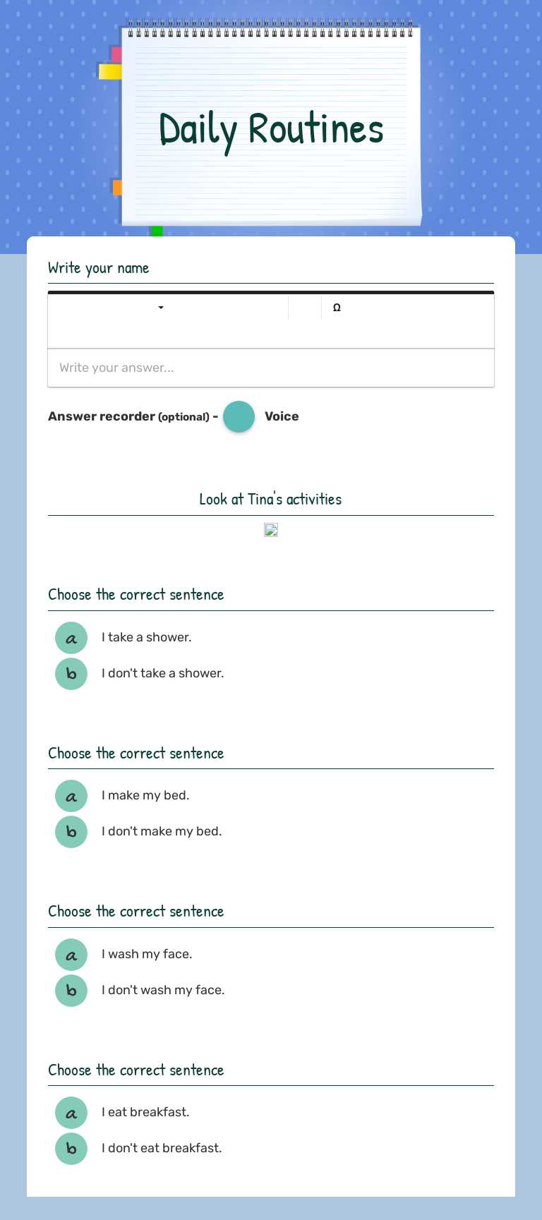 Daily Routines worksheet preview image