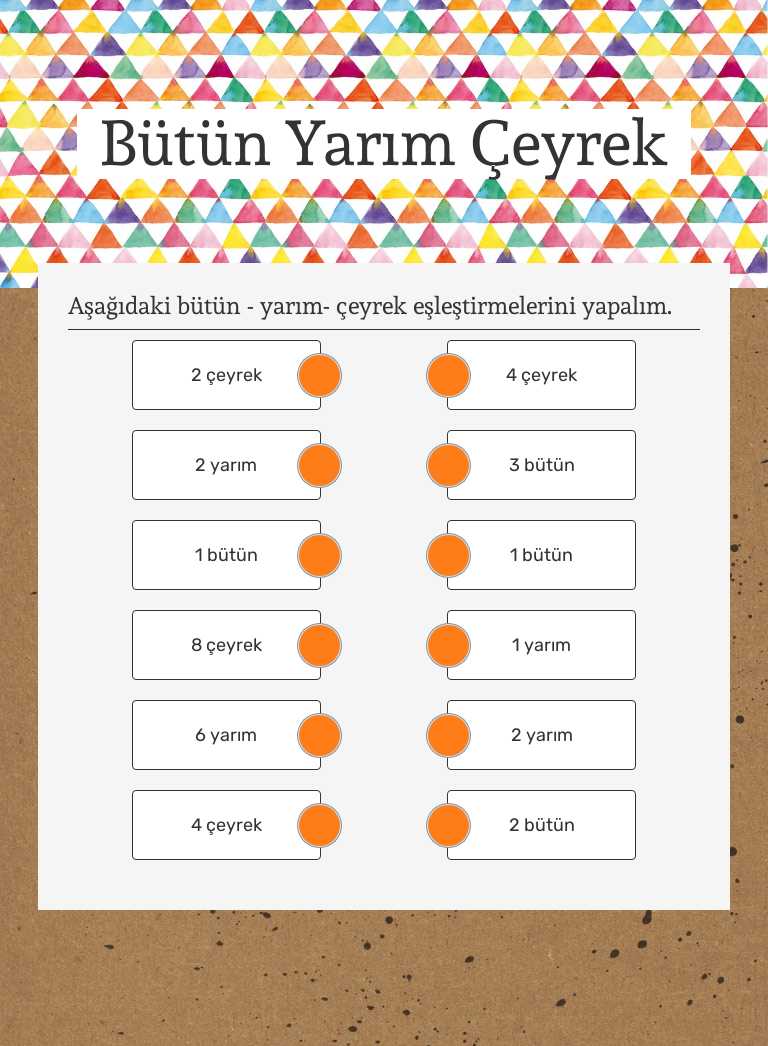 Bütün Yarım Çeyrek Grade 3 worksheet preview