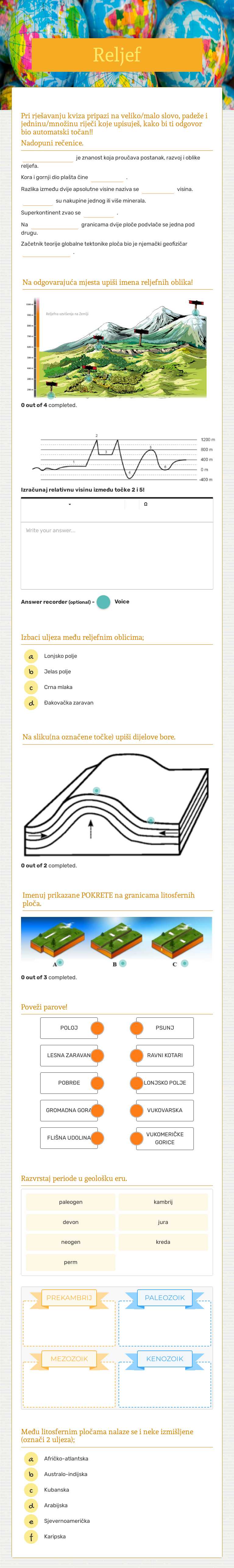 Reljef worksheet preview image