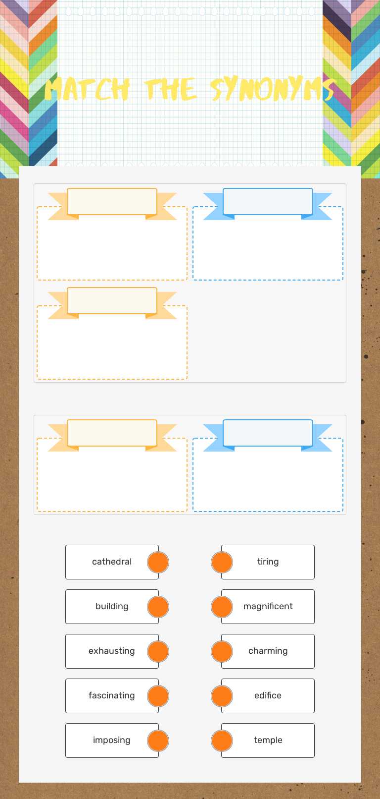 Match the synonyms worksheet preview image